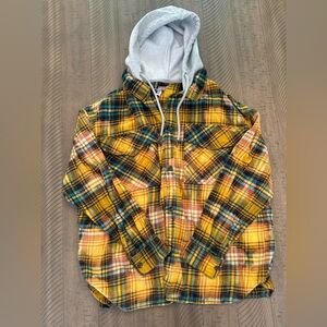 Urban Outfitters Hooded Plaid Flannel Overshirt Size M